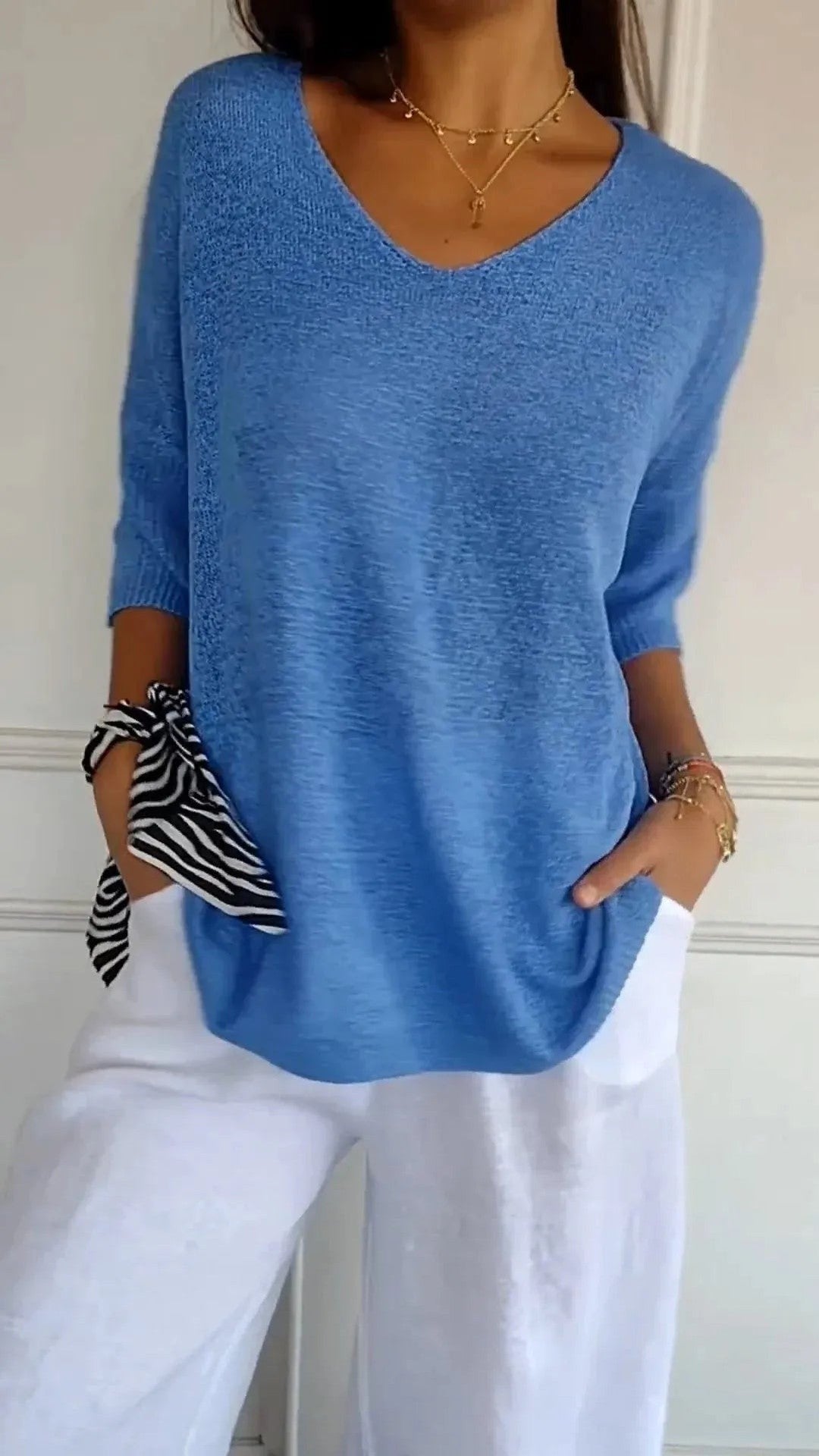 Kit 3 Blusas Luna® em Malha Leve – Decote V — Videtare