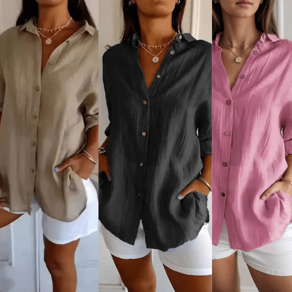 Kit 3 Camisas Ibiza em Linho de Algodão – Design Semi Plissado — Videtare