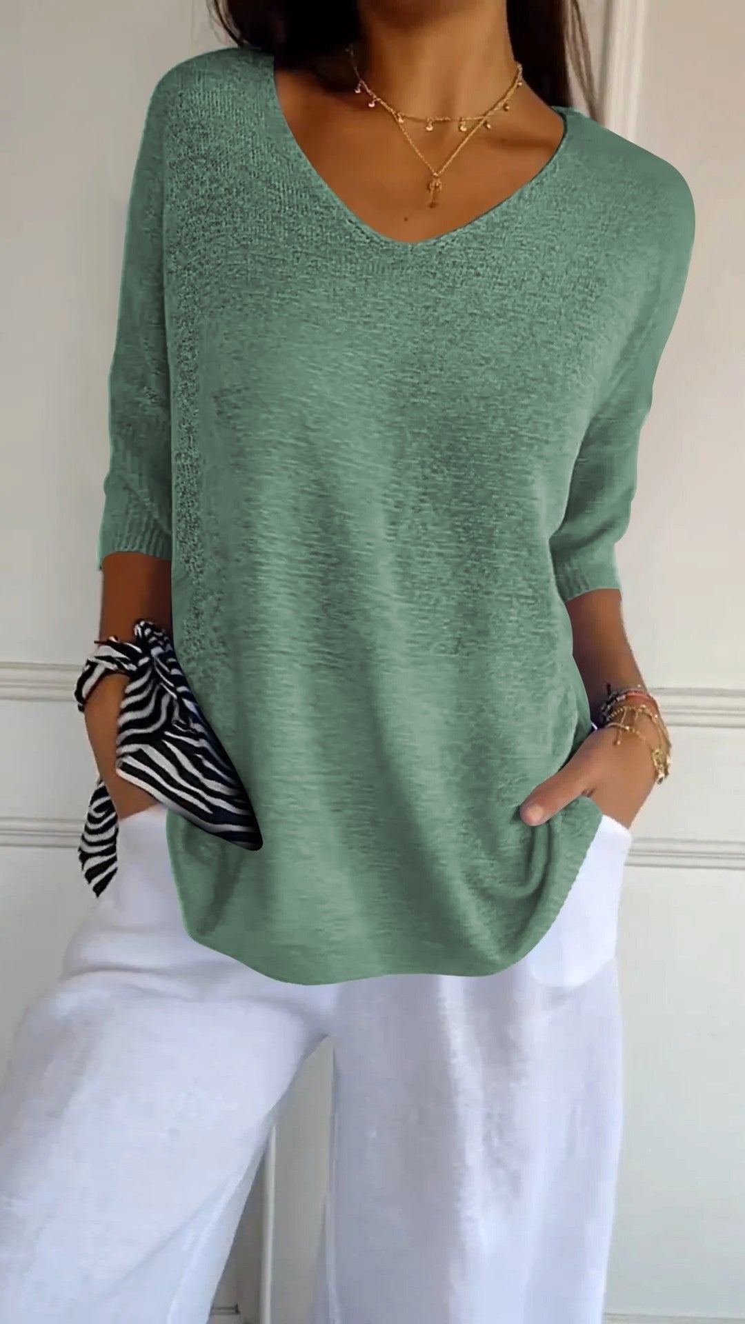 Kit 3 Blusas Luna® em Malha Leve – Decote V — Videtare