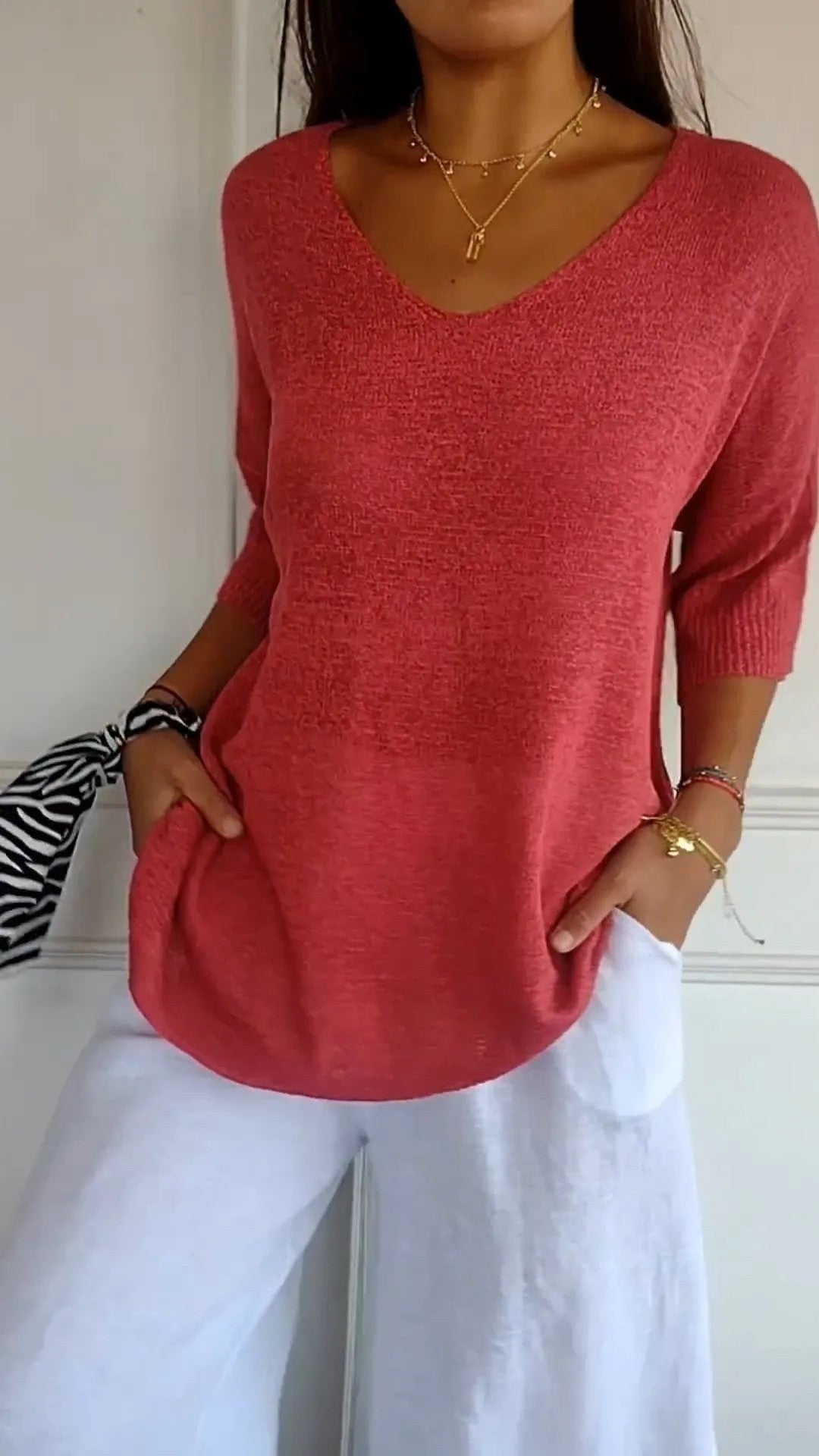 Kit 3 Blusas Luna® em Malha Leve – Decote V — Videtare