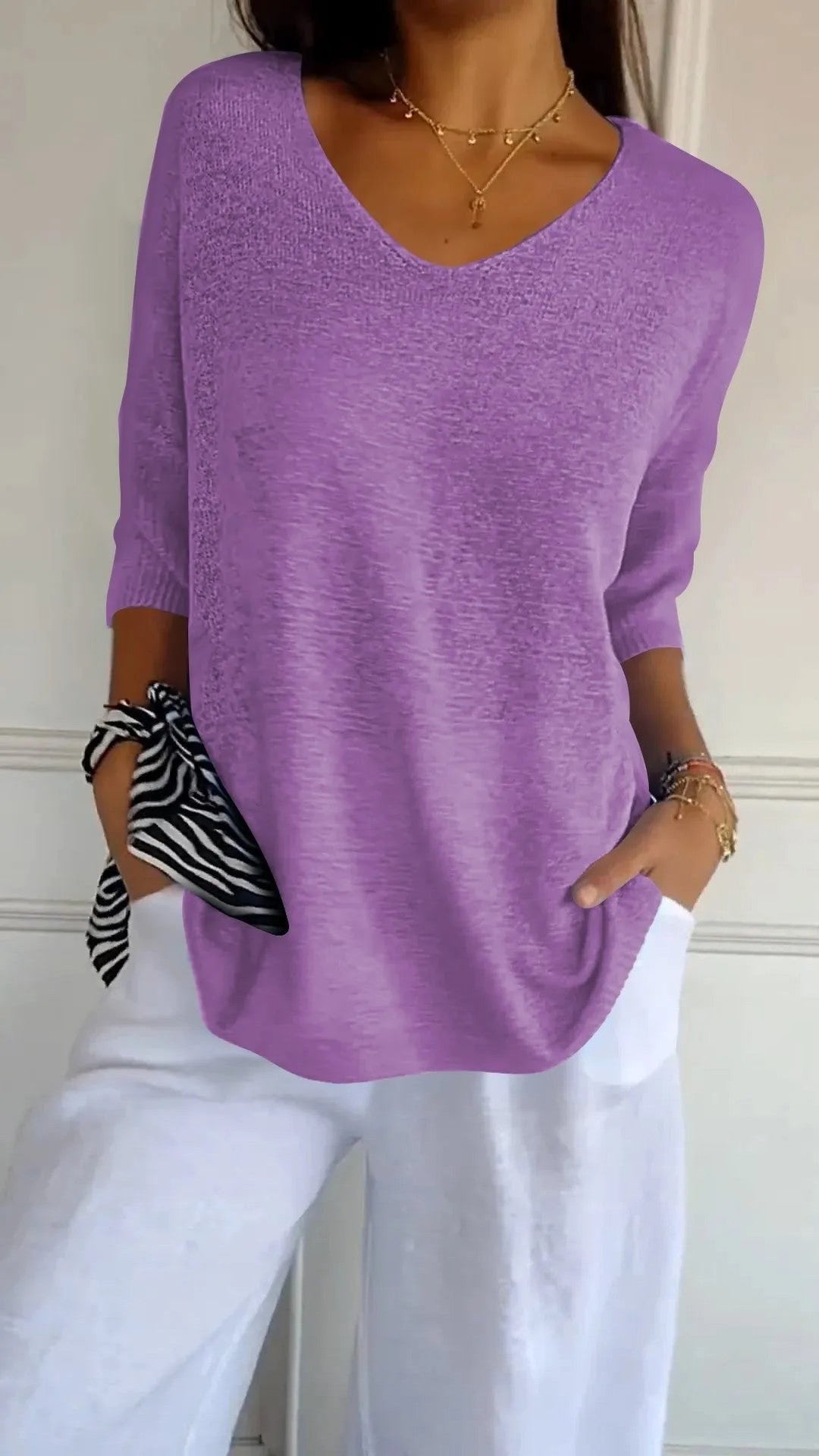 Kit 3 Blusas Luna® em Malha Leve – Decote V — Videtare