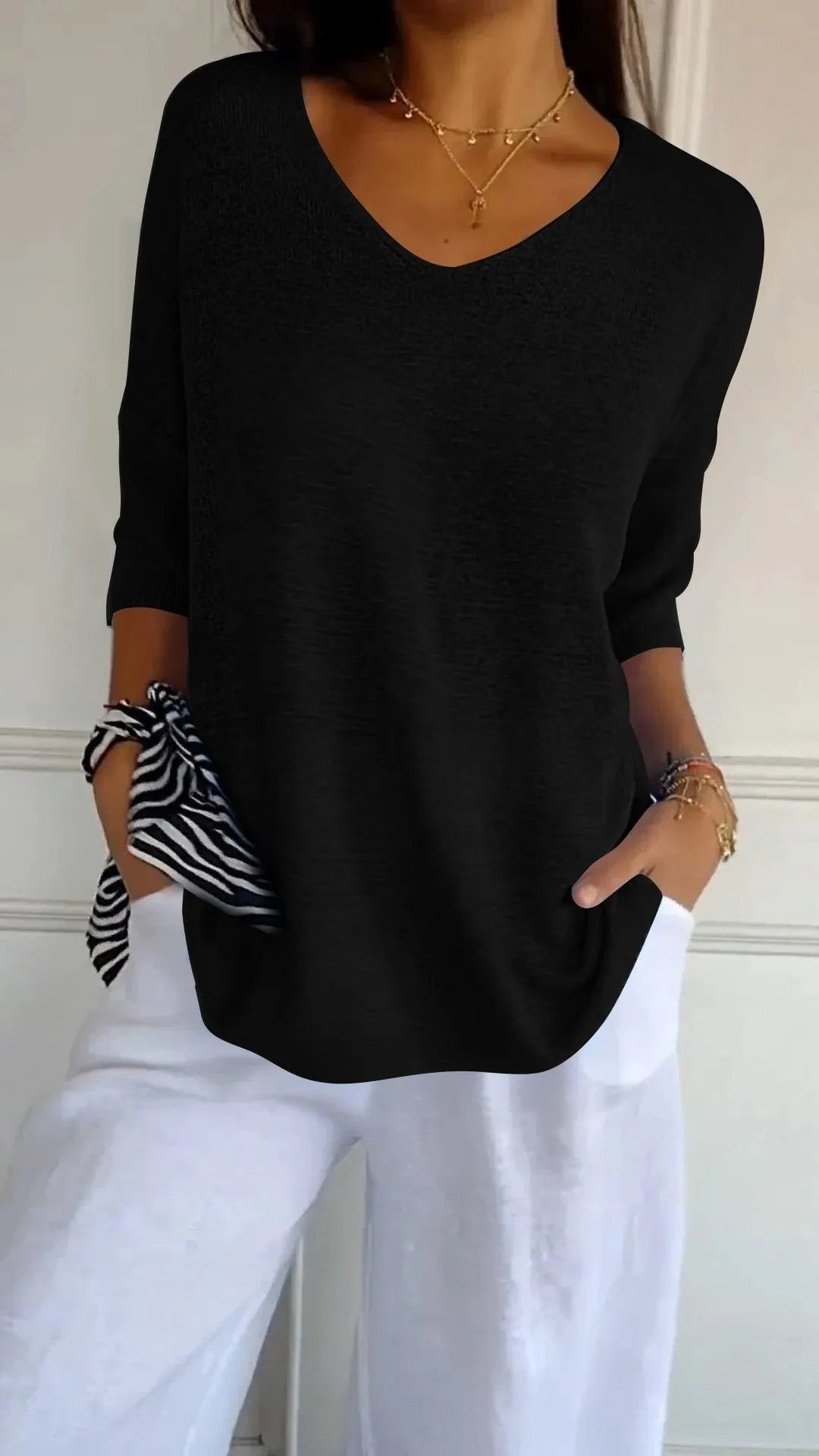 Kit 3 Blusas Luna® em Malha Leve – Decote V — Videtare